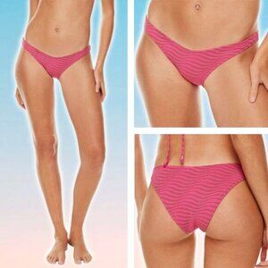 TNA Aritzia Maui Mullholland High-Leg Swim Bottom Sz Large Brgt Rose / Clove Red